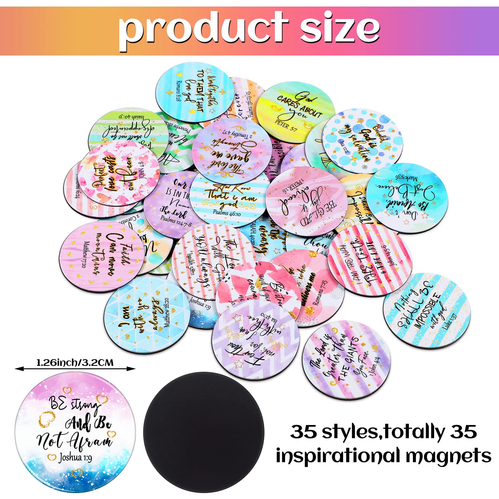 35 Pcs Bible Verse Fridge Magnets - Christian Scripture Quotes for Kitchen, Office & Locker Decor