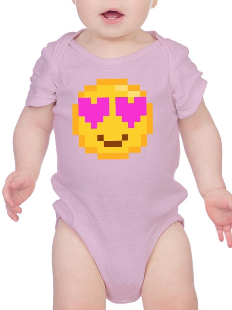 Smartprints Pixel Heart Eyes Smile Face Art Bodysuit for Baby - Cute Graphic Onesie for Newborns & Infants - Perfect for Photo Shoots, Birth Announcements & Everyday Wear