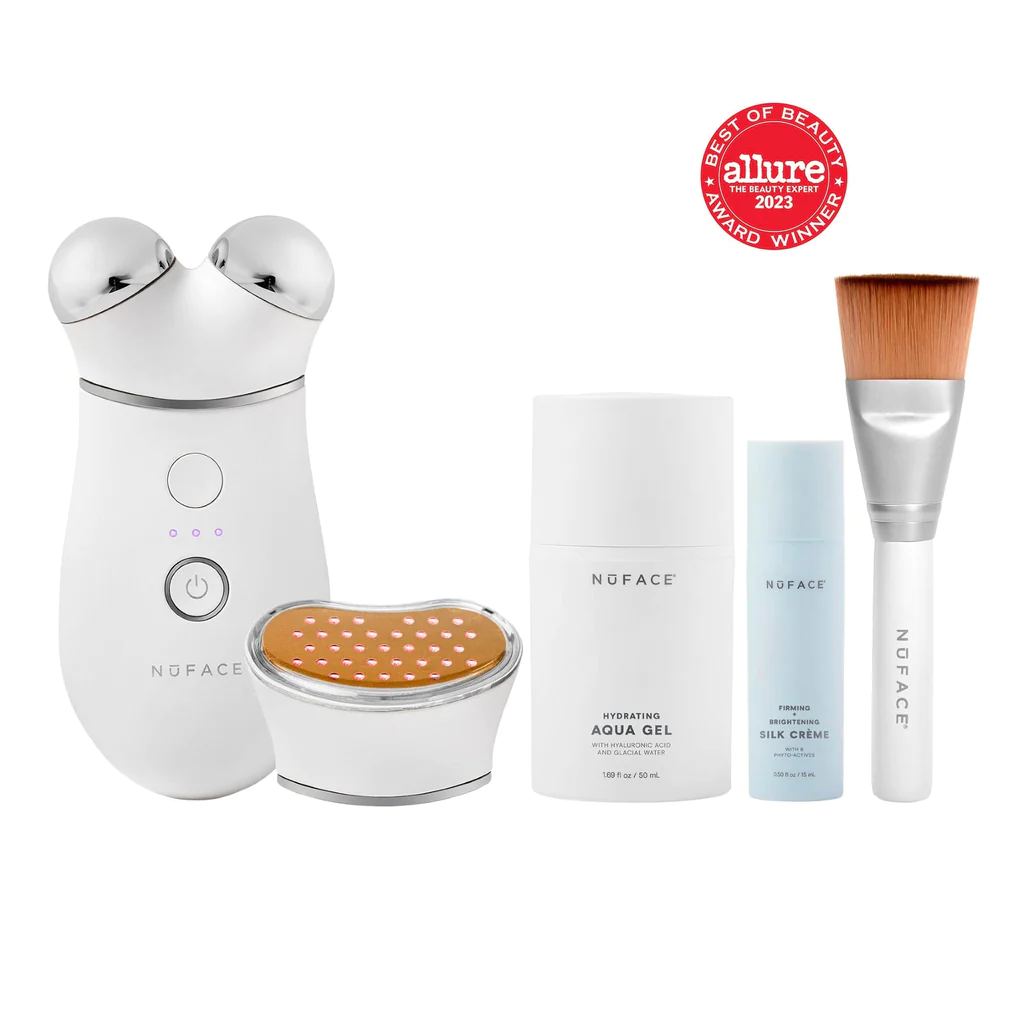 NuFACE TRINITY+ Facial Toning Device with Wrinkle Reducer Attachment - At-Home Microcurrent Skincare for Lifting & Anti-Aging | Perfect for Daily Use & Professional Results