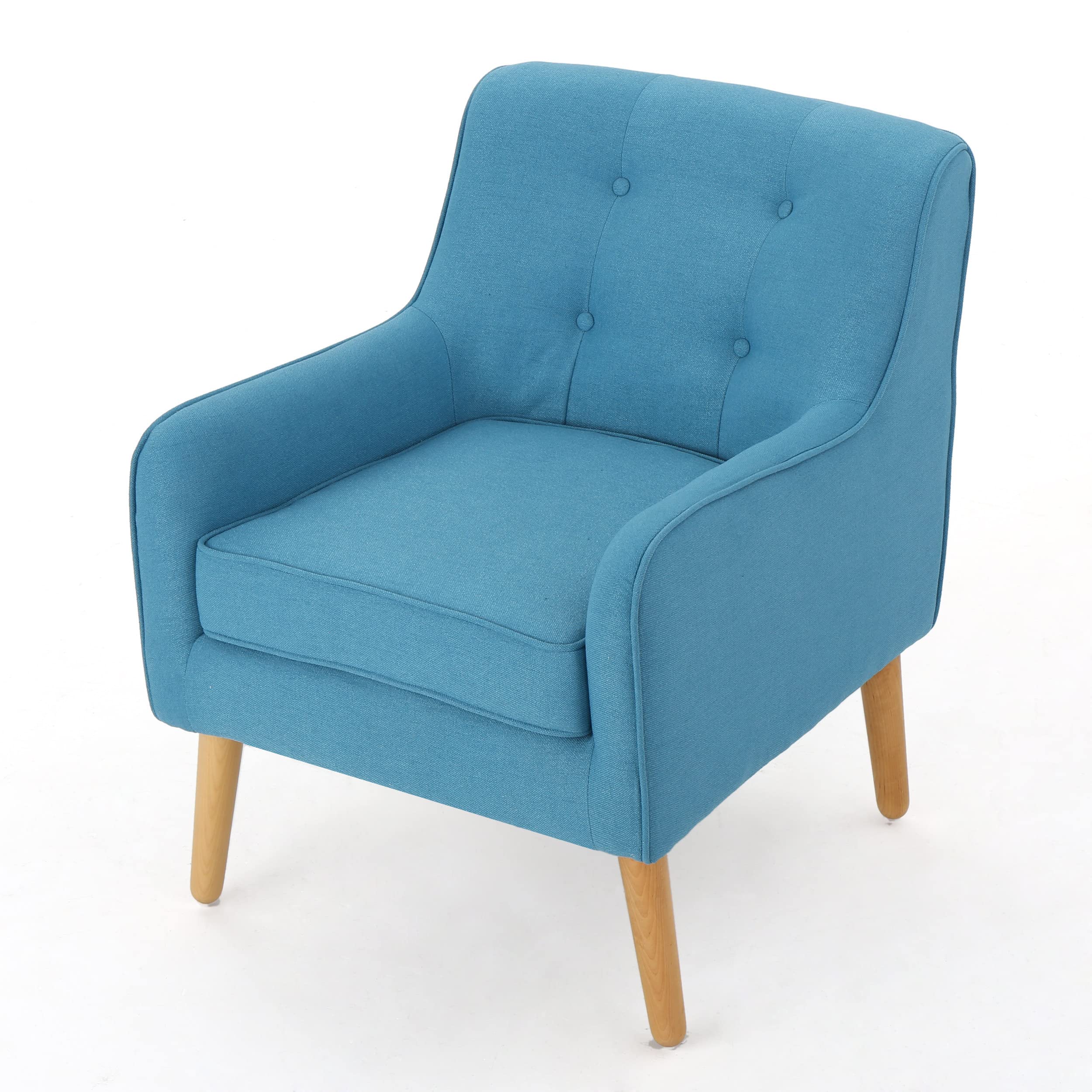 Christopher Knight Home Felicity Mid-Century Fabric Arm Chairs, 2-Piece Set, Teal Blue - Modern Living Room Seating for Home Office & Lounge Areas