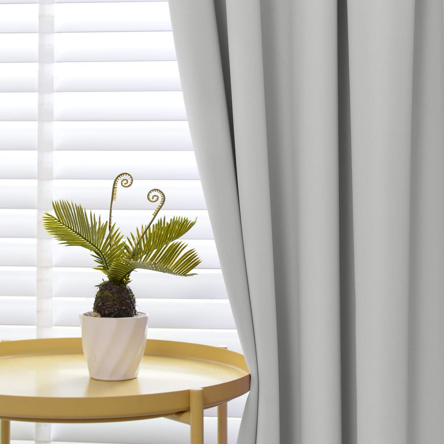 Yakamok Blackout Curtains for Bedroom & Living Room - Thermal Insulated Room Darkening Curtains Set of 2 Panels, Light Grey 52x84 Inch - Perfect for Light Control, Privacy & Energy Saving in Home, Office & Nursery