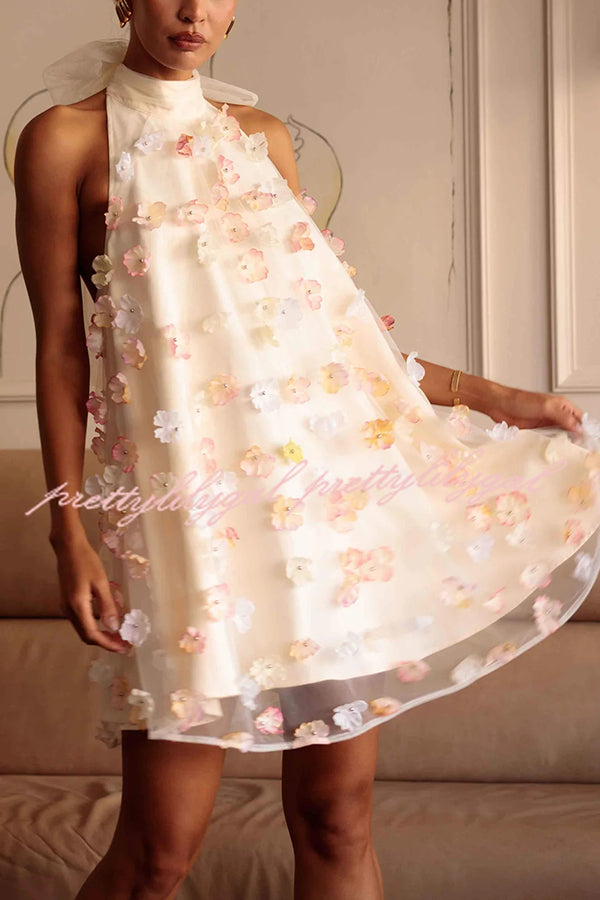 Sweet Floral Embroidered Sleeveless Mini Dress for Women - Summer Party, Wedding Guest, Date Night Outfit