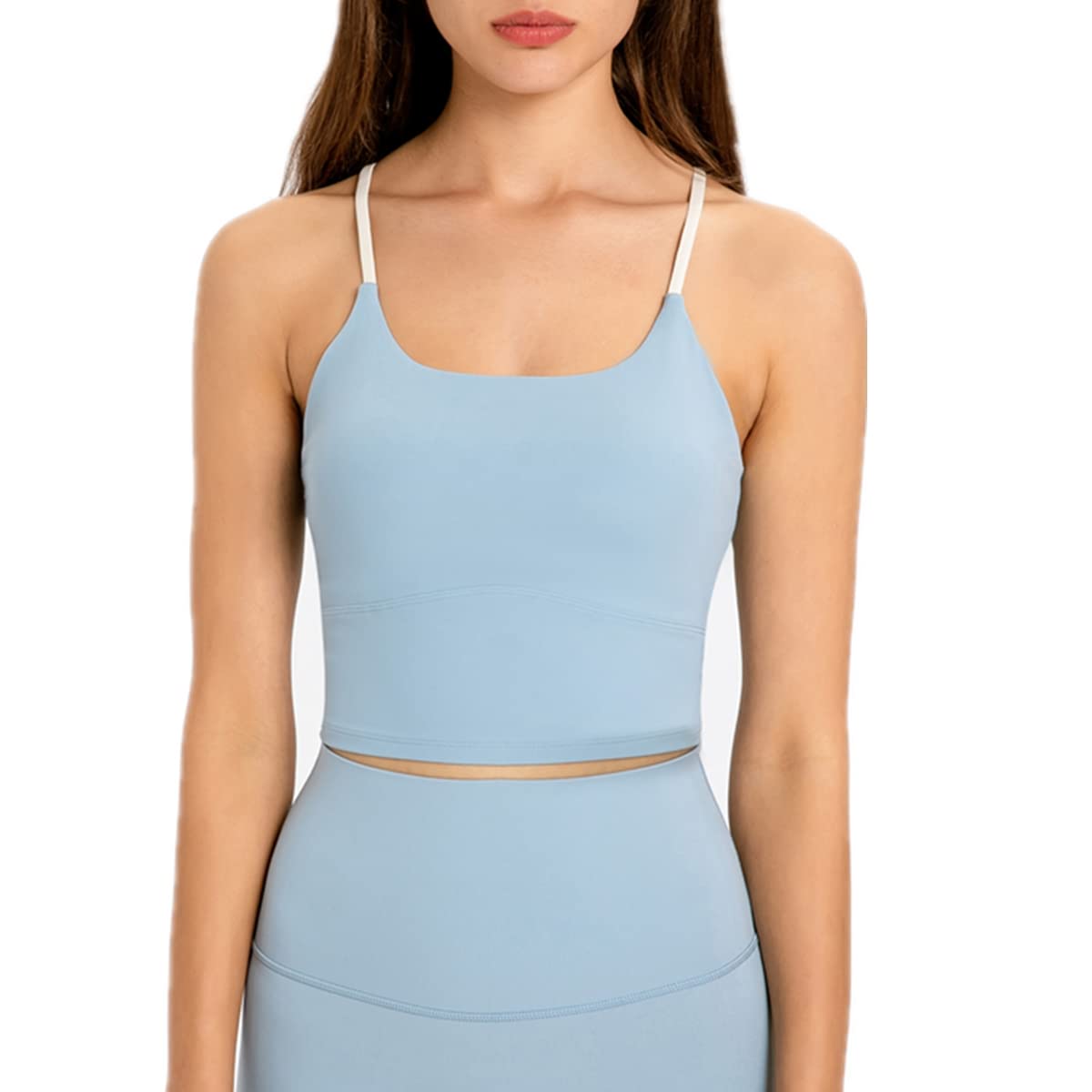 Women's Longline Padded Strappy Sports Bras - Yoga Running Workout Tank Top with Support - Perfect for Gym, Fitness & Active Lifestyle