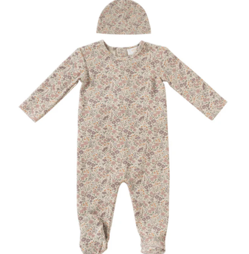 KIPP Floral Stretchie with Hat Set for Babies 3M-18M | Soft Stretchy Headband & Matching Hat | Newborn Photoshoot, Baby Shower Gift, Everyday Outfit Accessory