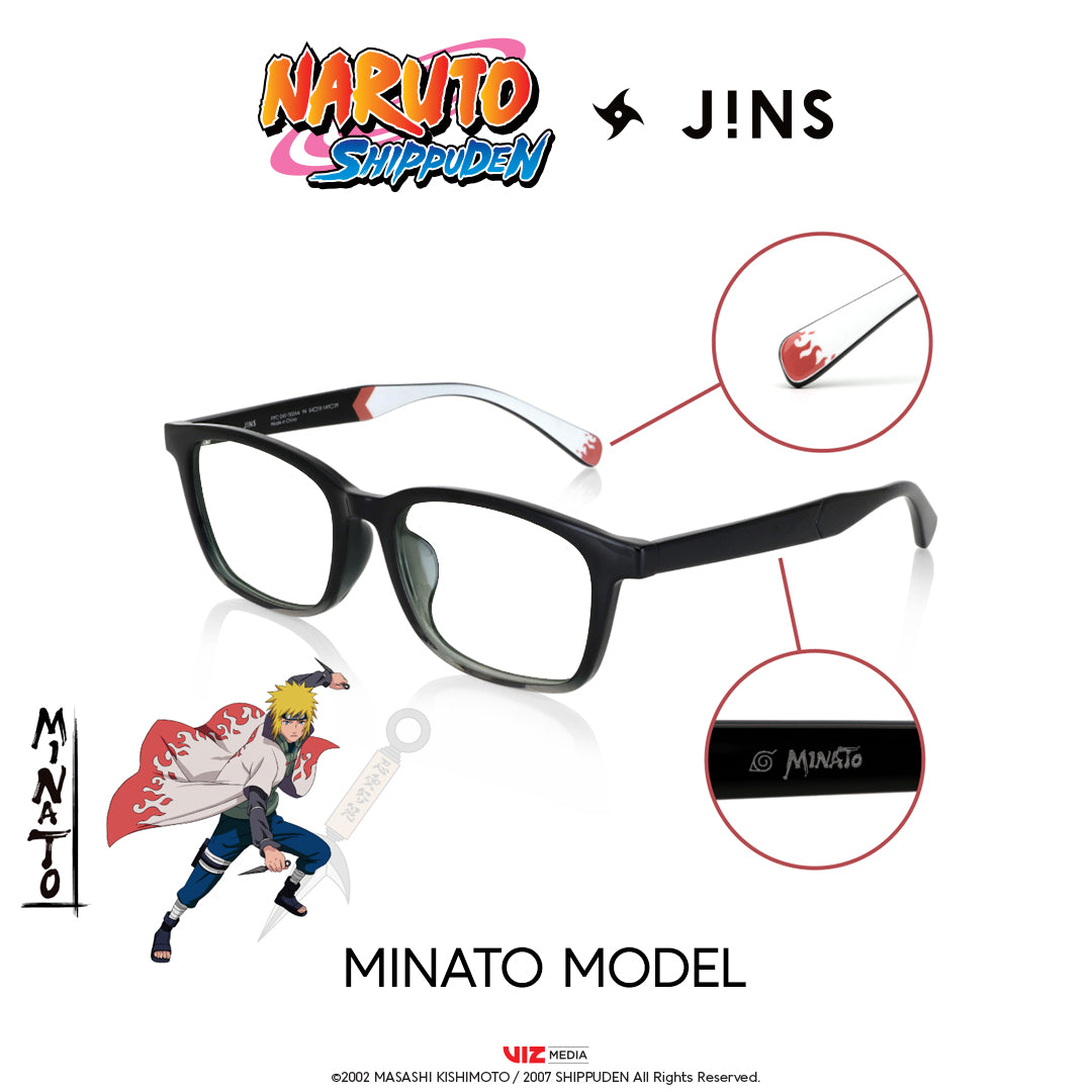 JINS x NARUTO MINATO Model Black Anime Glasses - Stylish Naruto Inspired Eyewear for Cosplay, Fashion & Daily Wear