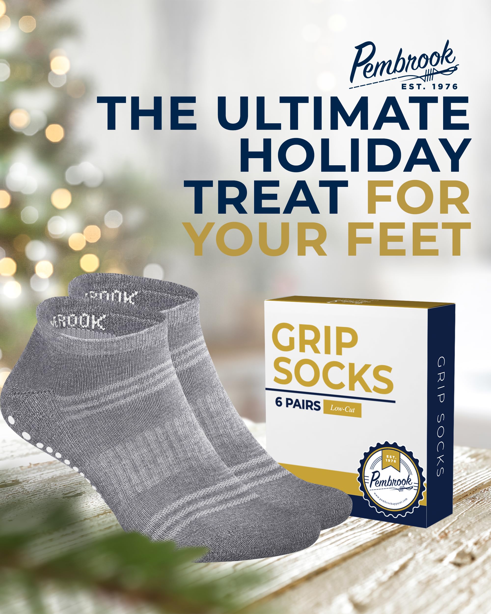 Pembrook Non-Slip Grip Socks - 6 Pairs Barre & Yoga Socks for Women & Men with Anti-Skid Dots | Perfect for Pilates, Dance, Workouts and Home Use