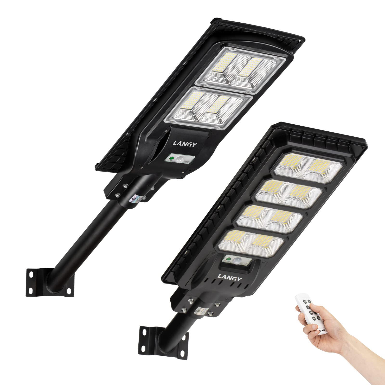 120W Solar Street Lights Outdoor 10000 Lumens + 200W Solar Powered Street Light Dusk to Dawn - Waterproof LED Solar Street Lamp for Driveway, Garden, Pathway, Parking Lot & Backyard Lighting