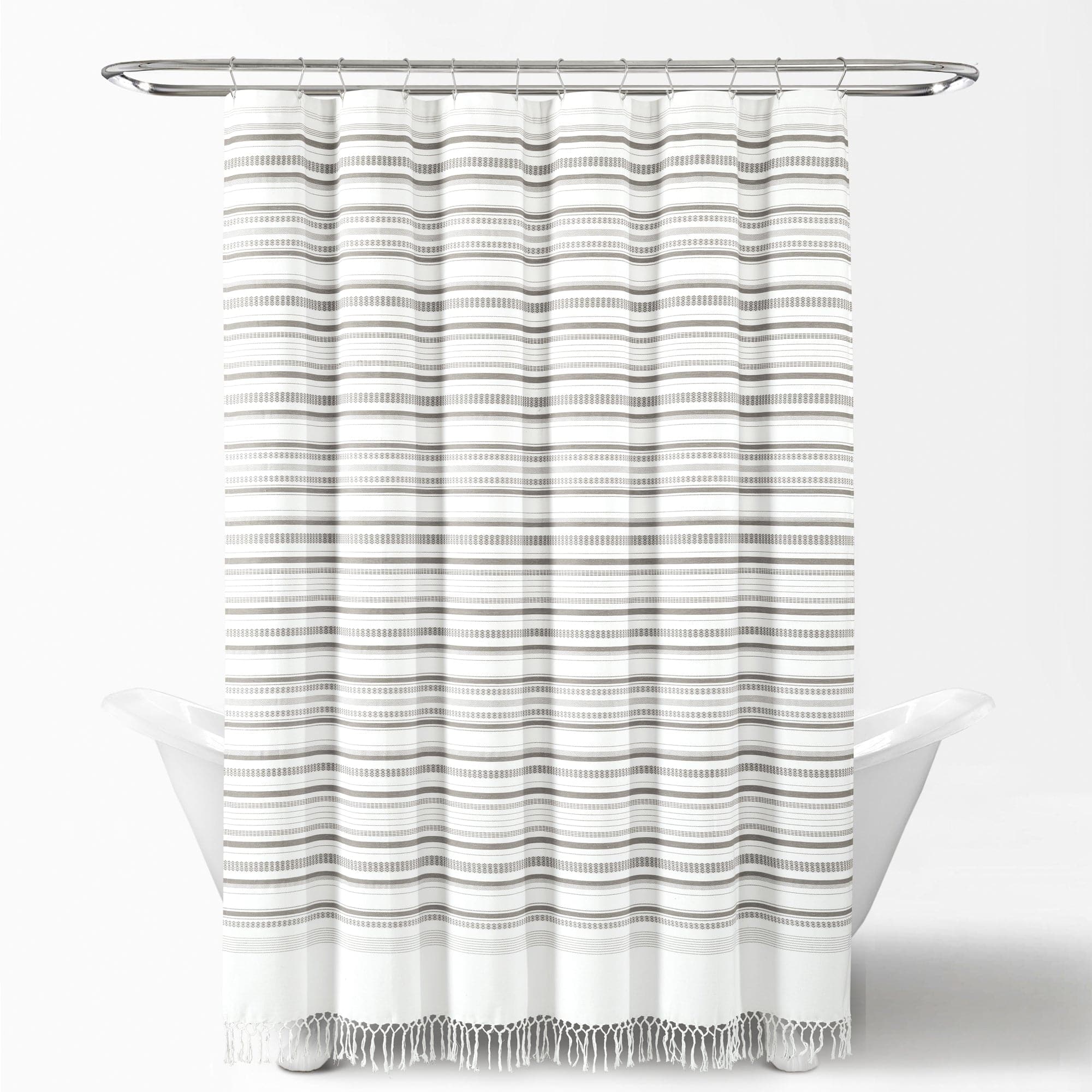 Eco-Friendly Woven Yarn Dyed Recycled Cotton Blend Shower Curtain - Waterproof Bathroom Decor for Modern & Sustainable Homes