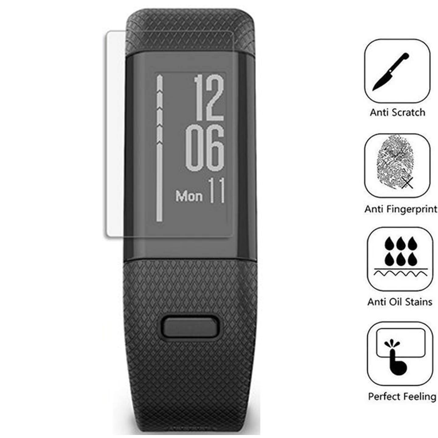 Garmin Vivosmart H+/HR+ Screen Protector 4-Pack - Full Coverage, Anti-Scratch for Workouts & Daily Use
