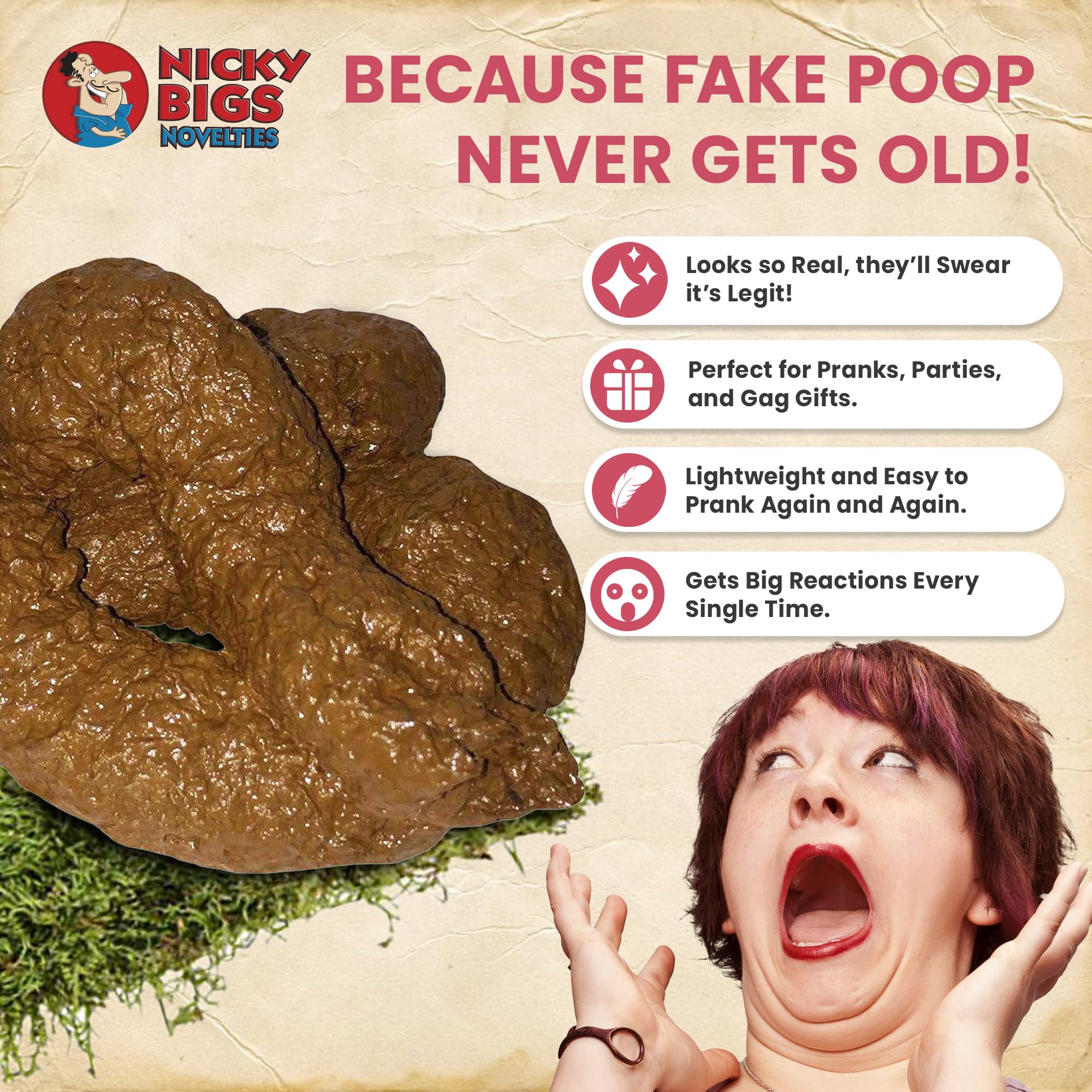 Realistic Fake Dog Poop Prank - Hilarious April Fools Day Gag Gift for Adults - Brown Plastic Novelty Toy for Practical Jokes & Office Pranks - Perfect for Prank Wars, Birthday Surprises & Comedy Gifts