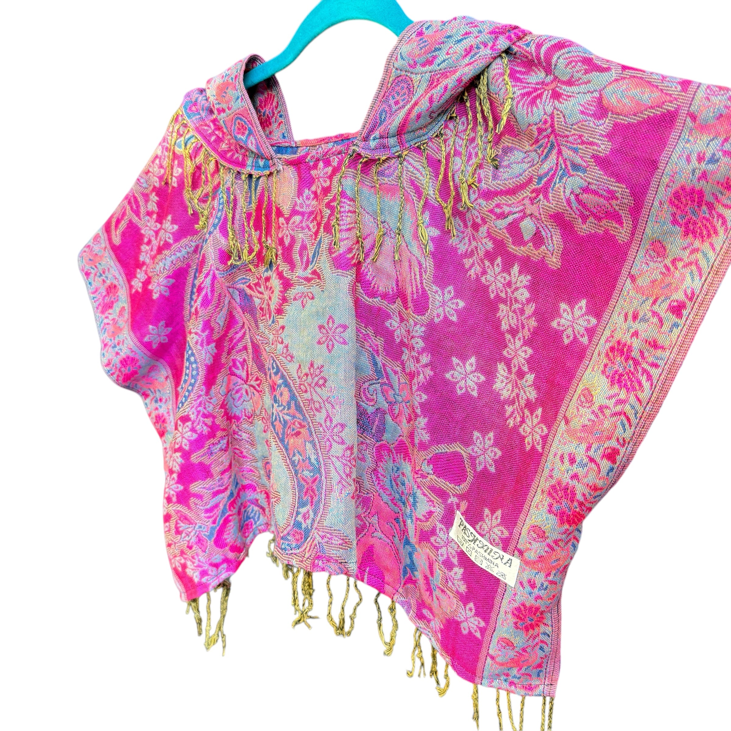 Royal Dragonfruit Pashmina Hooded Crop Top - Stylish Women's Fashion Hoodie for Casual Wear, Gym, and Outdoor Activities