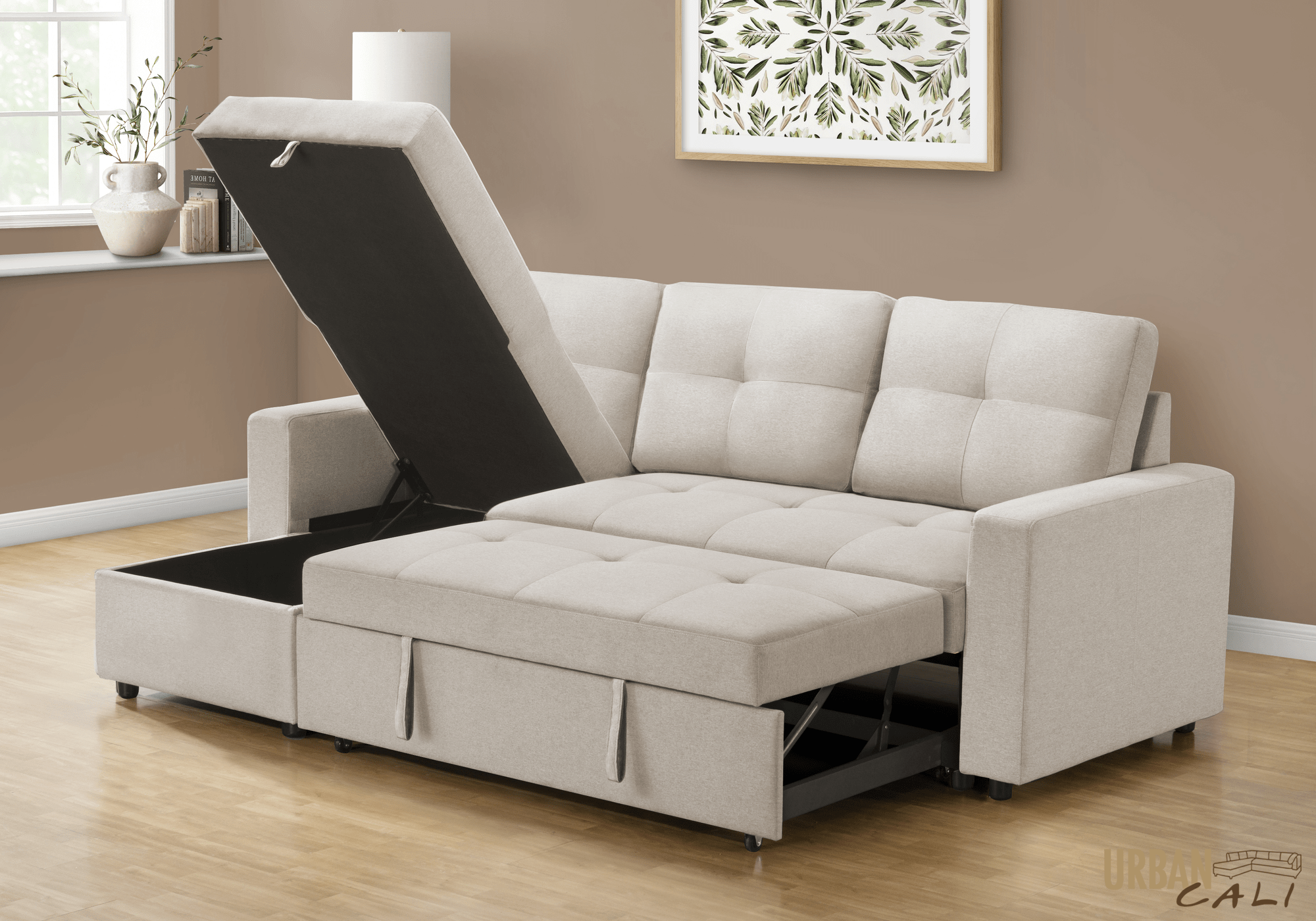 Venice Sleeper Sectional Sofa Bed with Reversible Storage Chaise - 5 Color Options | Convertible Couch for Small Spaces, Guest Room & Apartment Living
