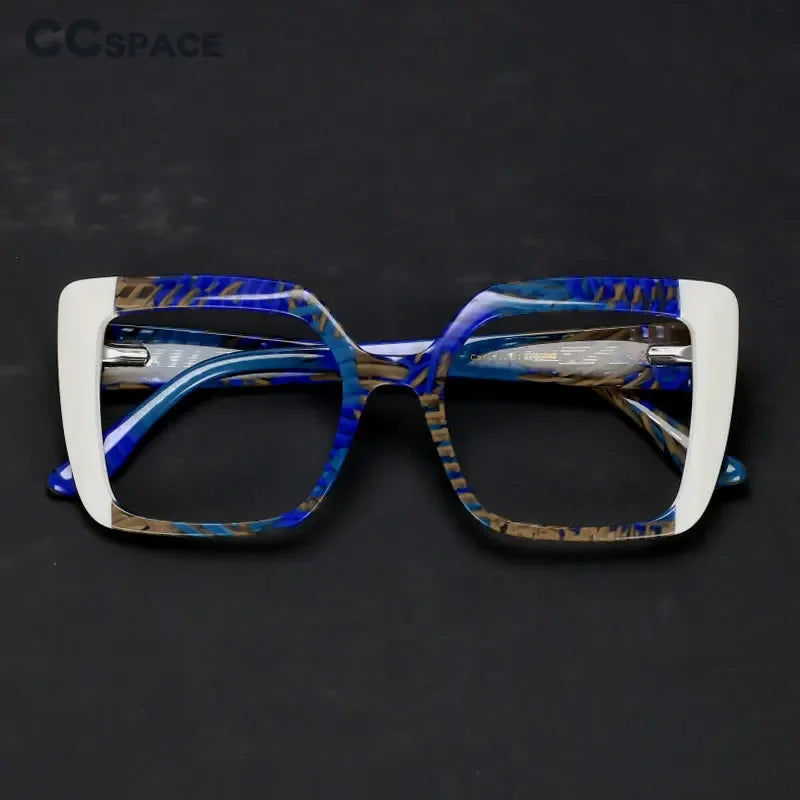 CCspace Women's Full Rim Square Thick Acetate Eyeglasses Frame 56956 - Stylish & Durable Glasses for Work, Reading & Fashion