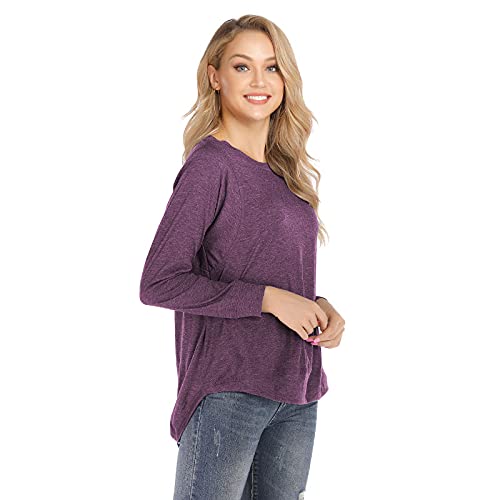 Women's Loose Fit Short Sleeve Cotton T-Shirt - Casual Crew Neck Pullover Tee with Side Split - Perfect for Everyday Wear, Weekend Outings & Summer Activities