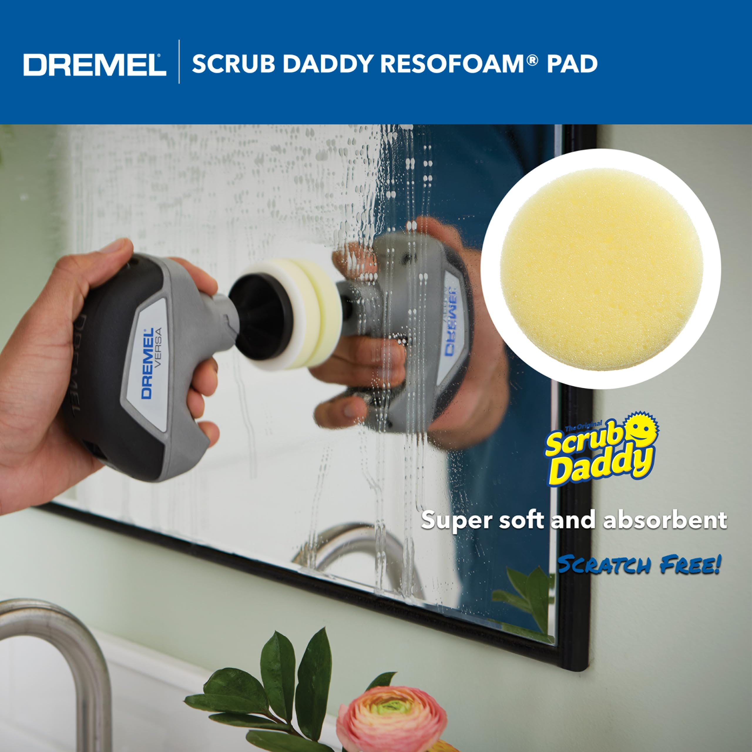 Dremel Versa 5-Pack Scrub Daddy Cleaning Sponge Pads - Multi-Surface Cleaning Sponges for Kitchen, Bathroom & Household Use - Compatible with Versa Power Scrubber Tool (PC360-5) - Perfect for Stubborn Stains, Grime & Deep Cleaning on Tiles, Sinks & Appliances
