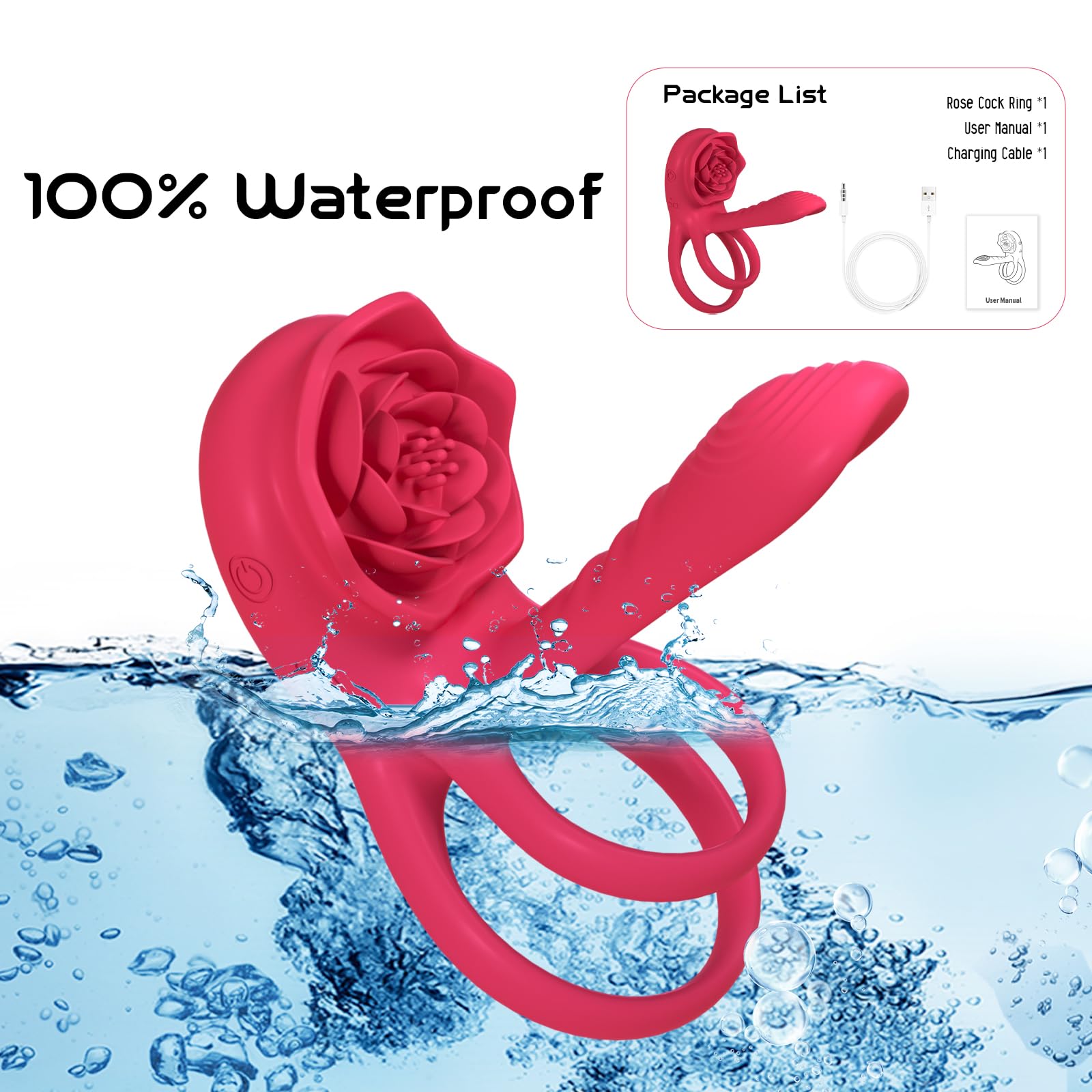 **Vibrating Cock Ring with Rose Clitoral Stimulator - Couples Sex Toy for Men & Women, G-Spot & Clitoris Vibrator - Enhance Intimacy & Pleasure in Bedroom & Romantic Nights**