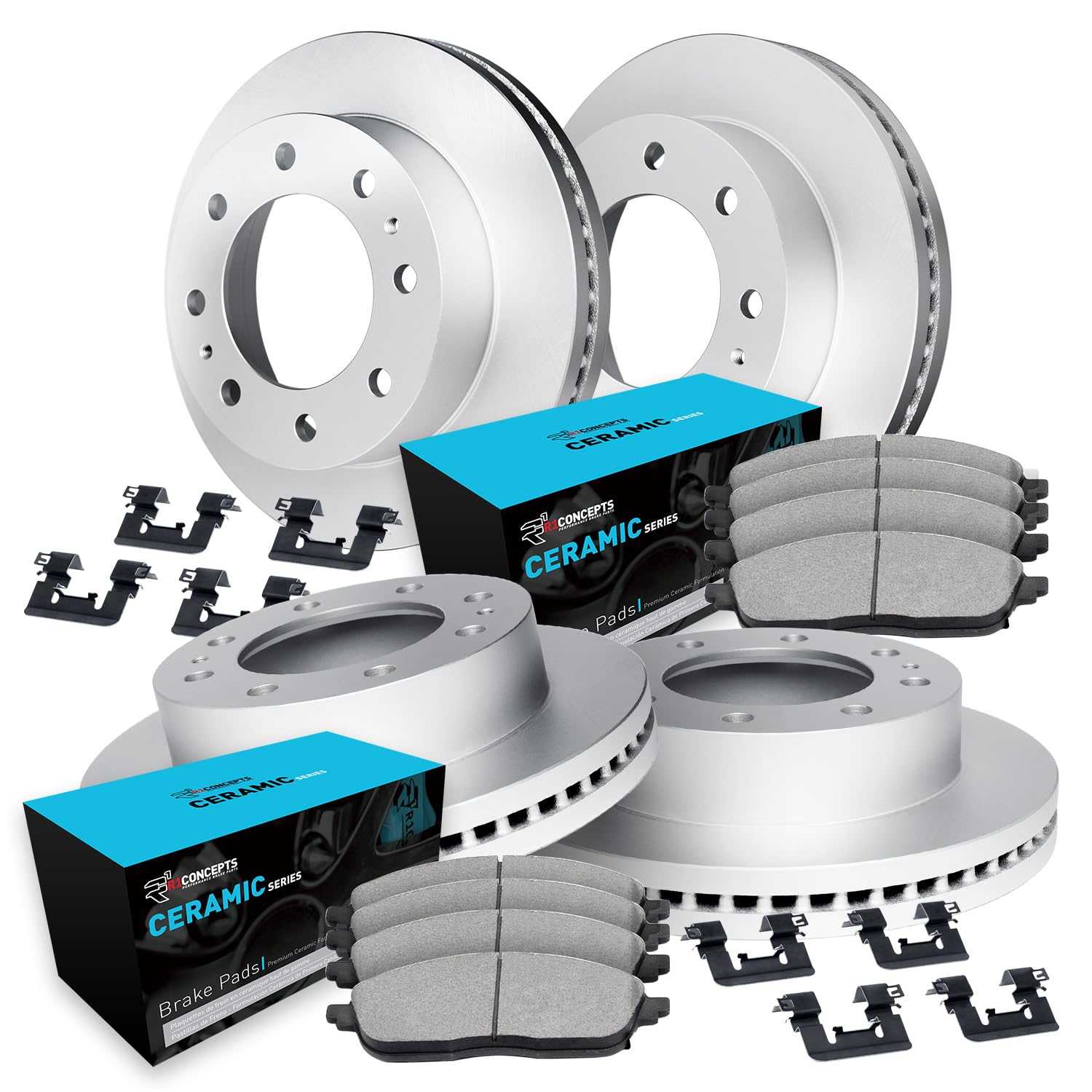 R1 Concepts Premium Front & Rear Brake Kit - Ceramic Brake Pads & Rotors with Hardware (CPB.48012.42) | High-Performance Braking for Cars, Trucks & SUVs | Smooth Stops & Long-Lasting Durability