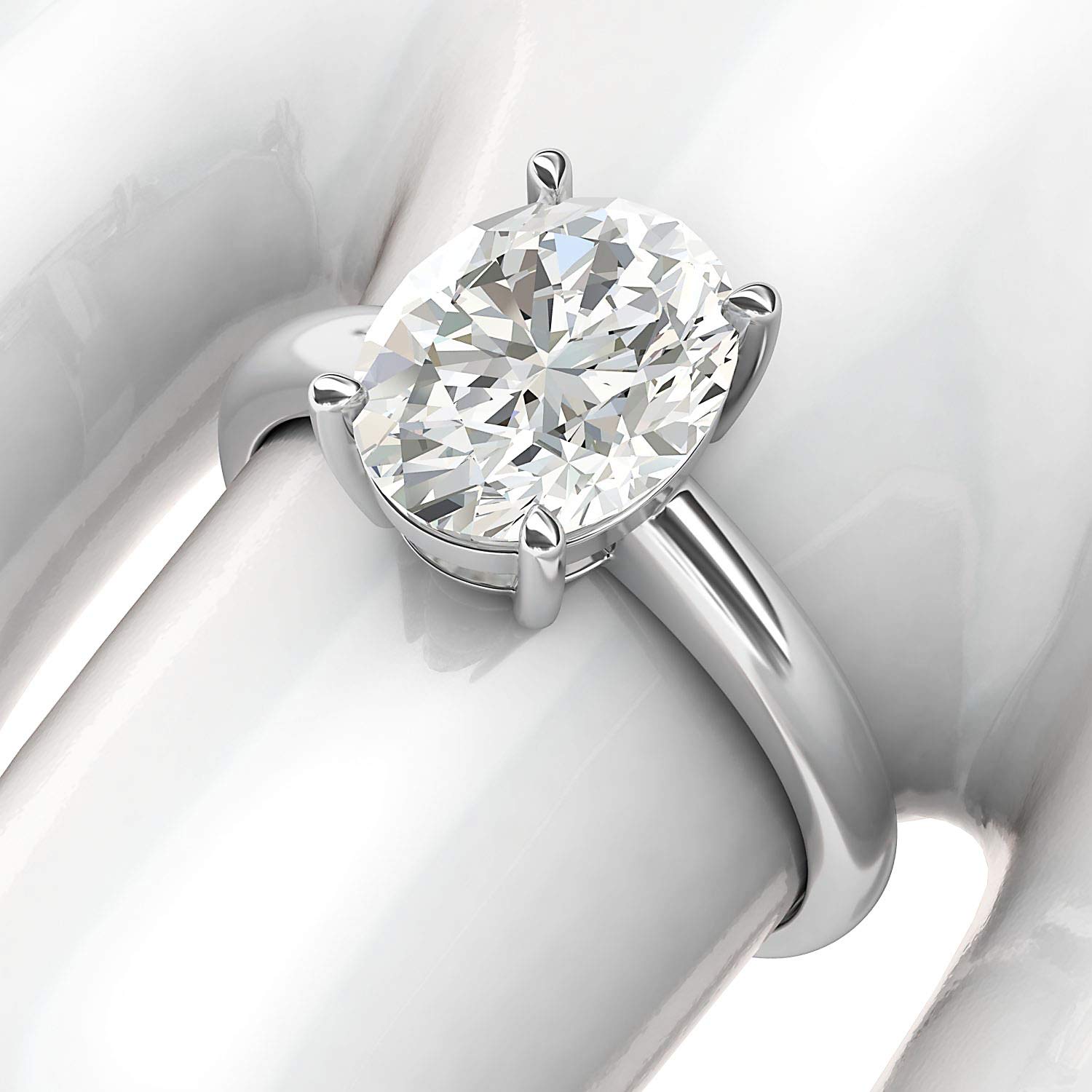 10K White Gold 8x10mm Oval-Cut Simulated Diamond Engagement Ring - Domed Wedding Band, Promise Ring for Women - Perfect for Proposals, Anniversaries & Bridal Jewelry Gifts