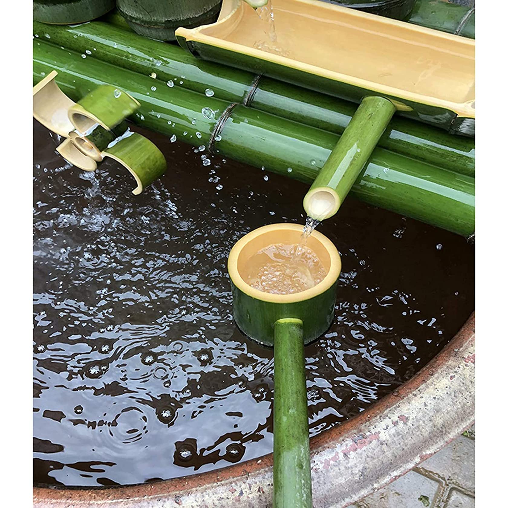 3-Tier Bamboo Water Fountain with Pump for Ponds, Gardens & Fish Tanks - Indoor/Outdoor Zen Decor, 45cm Landscape Fountain | Perfect for Patio, Backyard, Office & Meditation Spaces