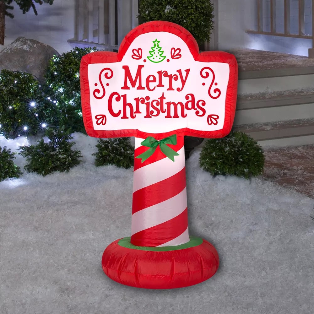 3.5' Airblown® Merry Christmas Inflatable Yard Sign - Outdoor Holiday Decor for Lawn, Garden & Front Porch Christmas Decoration