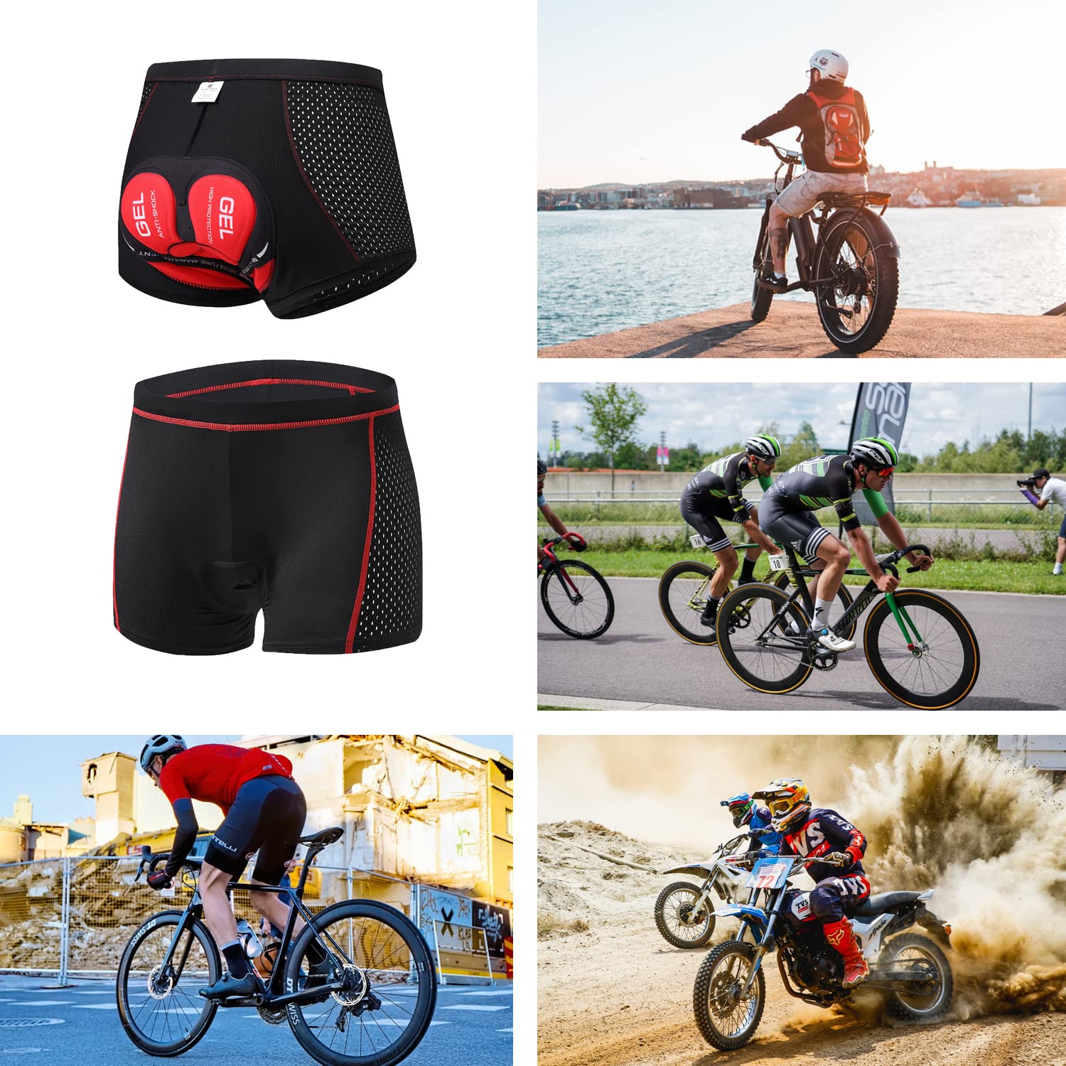 Men's 3D Padded Gel Cycling Shorts - Breathable Compression Bike Underwear for Comfortable Riding & Training