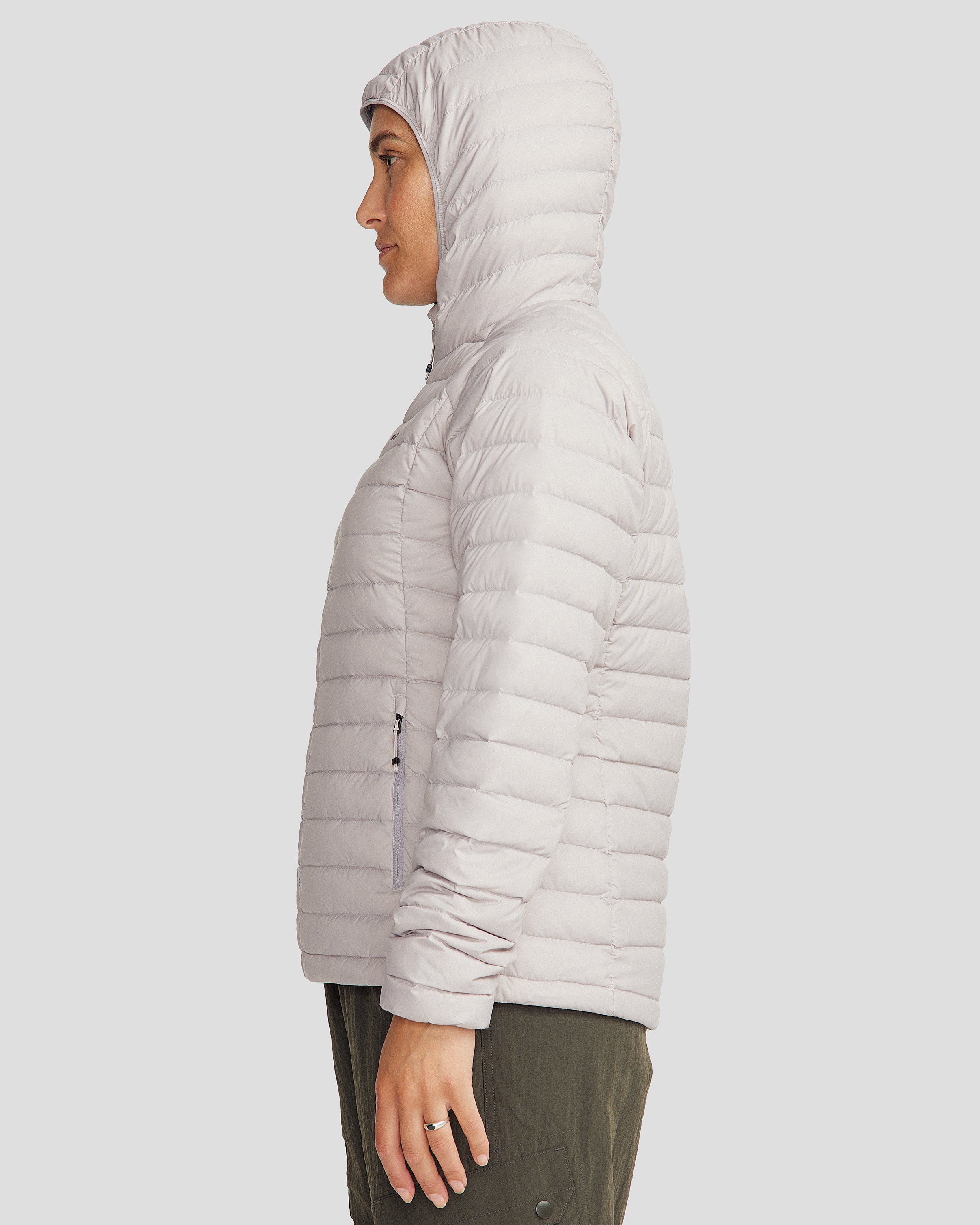 Women's Heli Down Hooded Jacket v3 - Lightweight Warm Winter Coat for Outdoor Activities | Dove Grey Waterproof Puffer Jacket for Hiking, Skiing & Travel