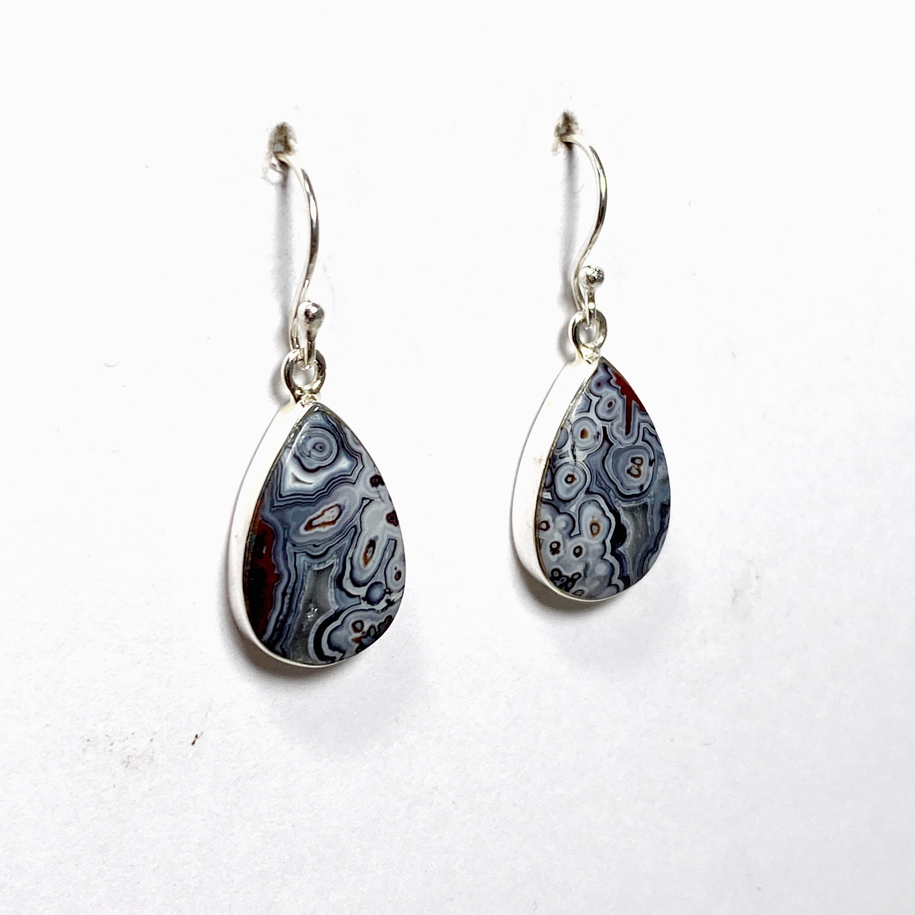 Mexican Crazy Lace Agate Teardrop Earrings - Handmade Sterling Silver Dangle Jewelry for Women - Perfect for Boho Chic, Wedding & Party Accessories