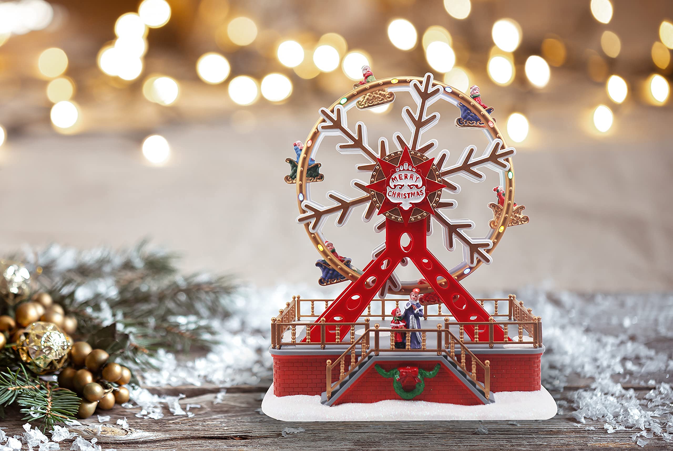 Animated Pre-lit Musical Christmas Ferris Wheel Village - 11