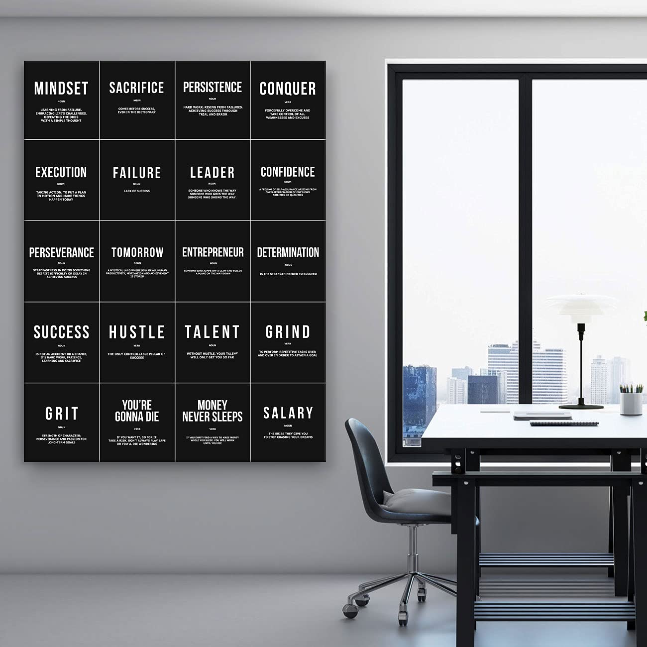 20x Entrepreneur Definitions Wall Art - Motivational Office Decor Canvas Print (40