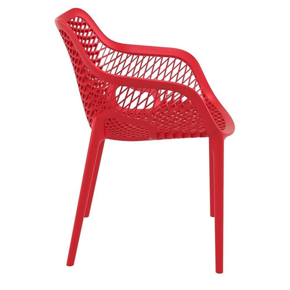Compamia Air XL Outdoor Patio Dining Arm Chair - Weather-Resistant Red Plastic Chairs (Set of 2) for Backyard, Garden, Poolside & Restaurant Use