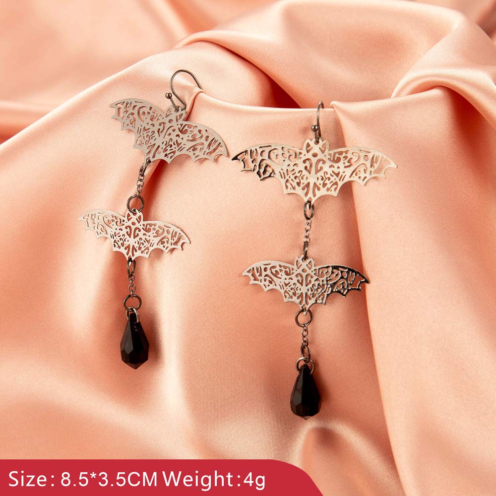 6 Pairs Halloween Earrings Set - Skeleton, Ghost, Spider, Black Cat, Butterfly & Bat Dangle Drop Earrings for Women | Gothic Jewelry for Halloween Parties, Horror Themes & Funny Gifts | Perfect for Costume Accessories, Cosplay & Spooky Events
