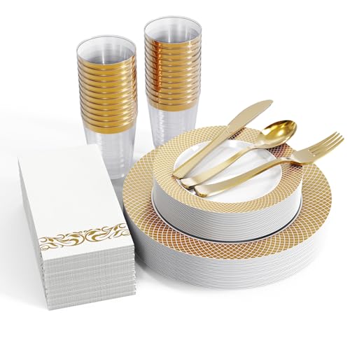 175Pack Gold Dinnerware Set