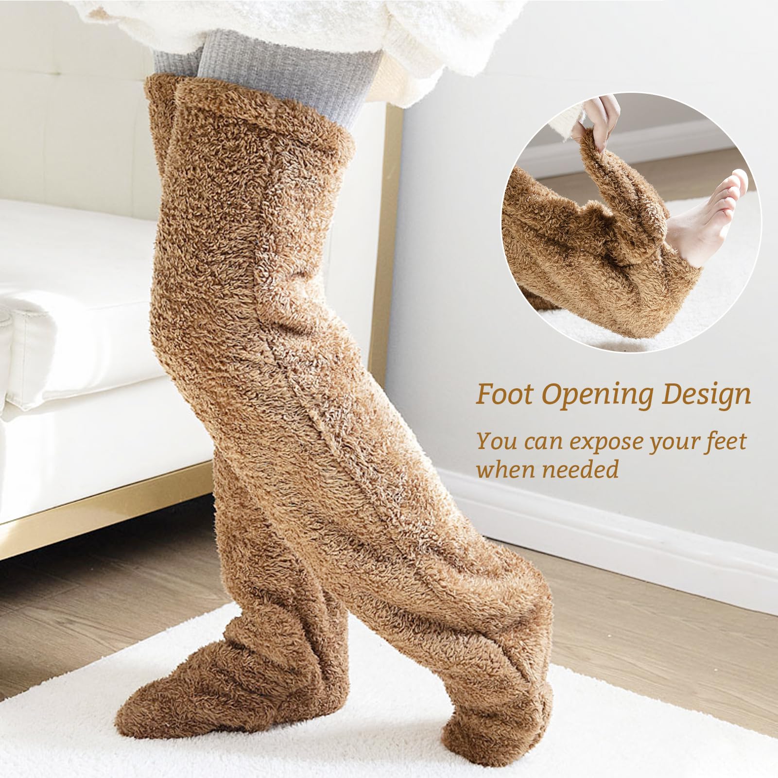 Snuggs Plush Long Socks for Women - Ultra Soft Over Knee High Fuzzy Slipper Stockings | Warm Thick Winter Home Socks for Lounge, Sleep & Cold Weather Comfort
