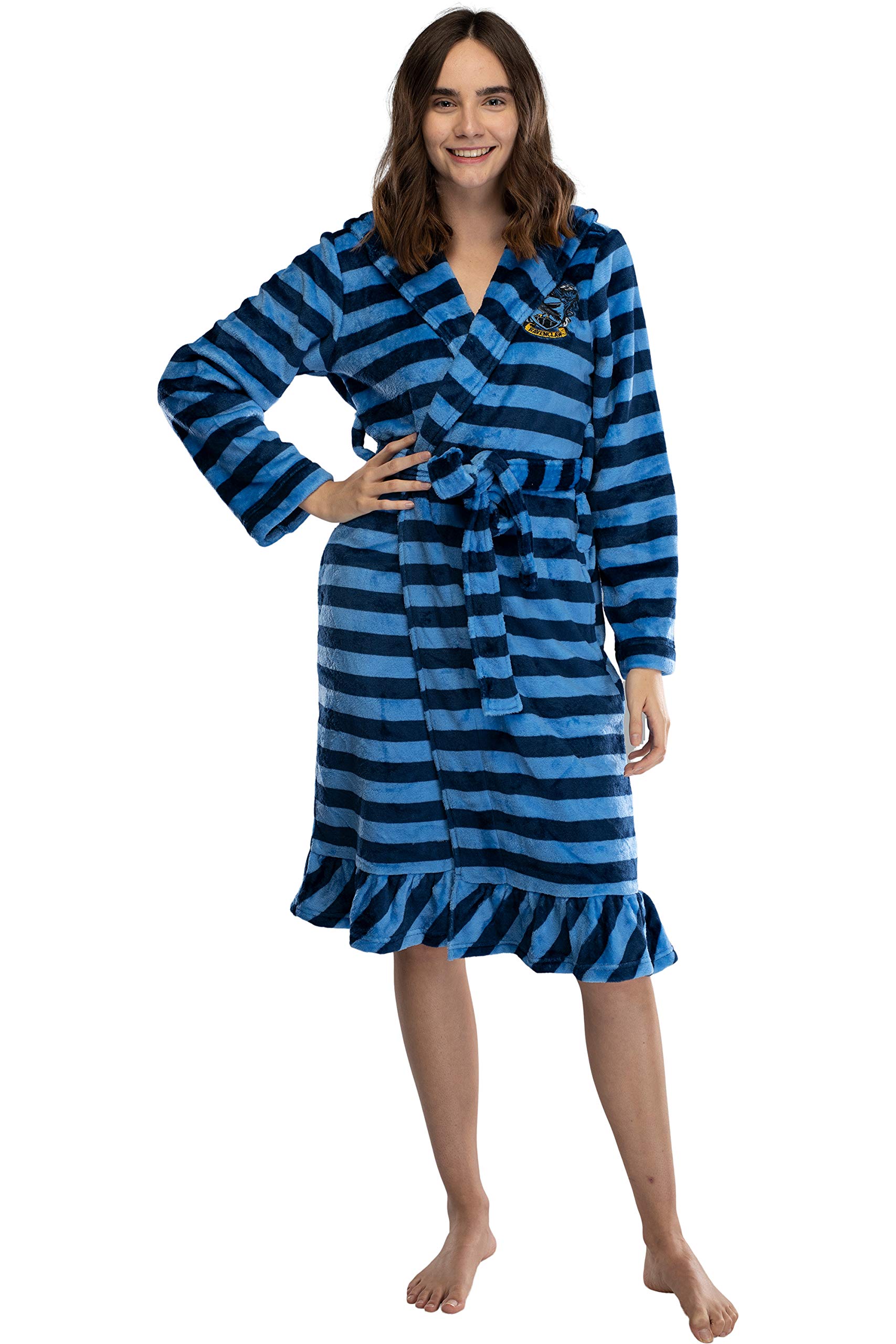 Harry Potter Kids' Striped Hooded Plush Fleece Robe - Gryffindor, Hufflepuff, Slytherin & Ravenclaw House Robes for Boys & Girls | Cozy Halloween Costume & Christmas Pajama Gift