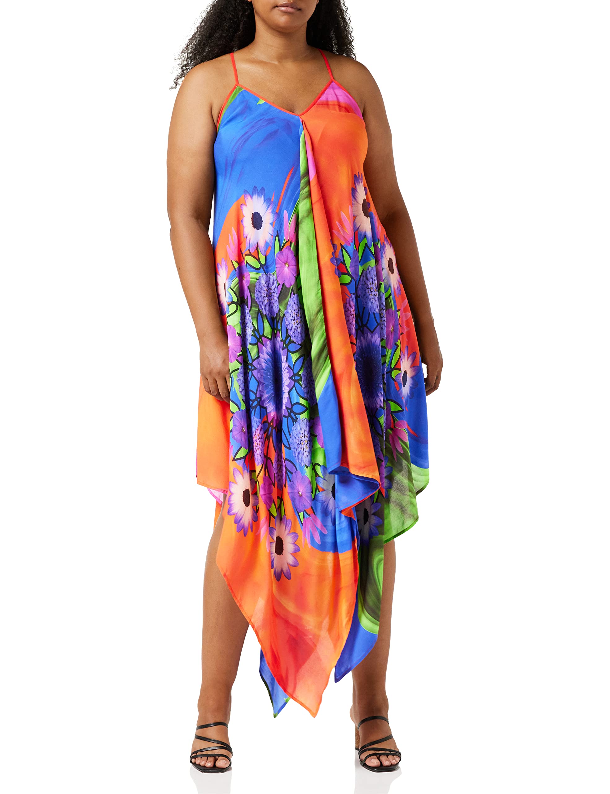Desigual Women's Floral Beach Dress - Roseau Print, Size M | Perfect for Summer Vacations, Beach Getaways & Casual Outings