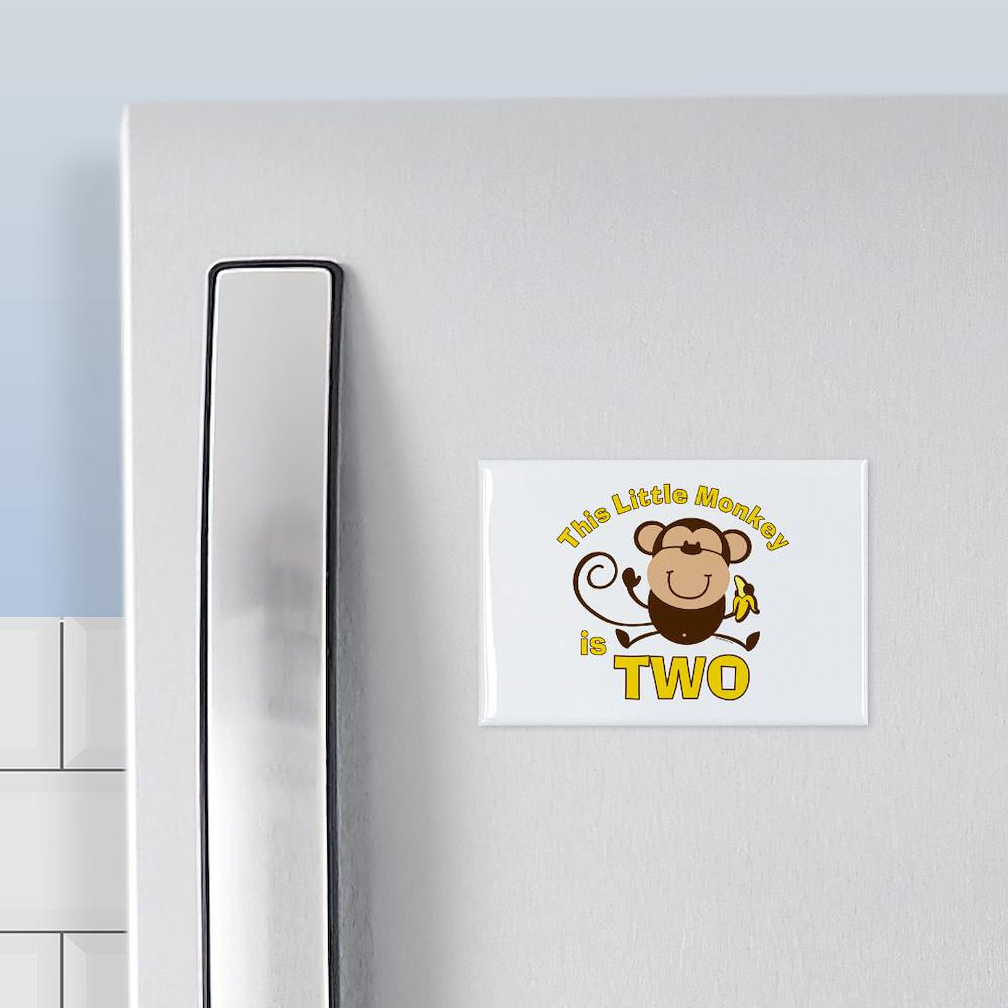 Little Monkey 2nd Birthday Boy Refrigerator Magnet - 3x2 Inch Rectangle Fridge Magnet for Kids Room Decor, Party Favors & Kitchen Organization