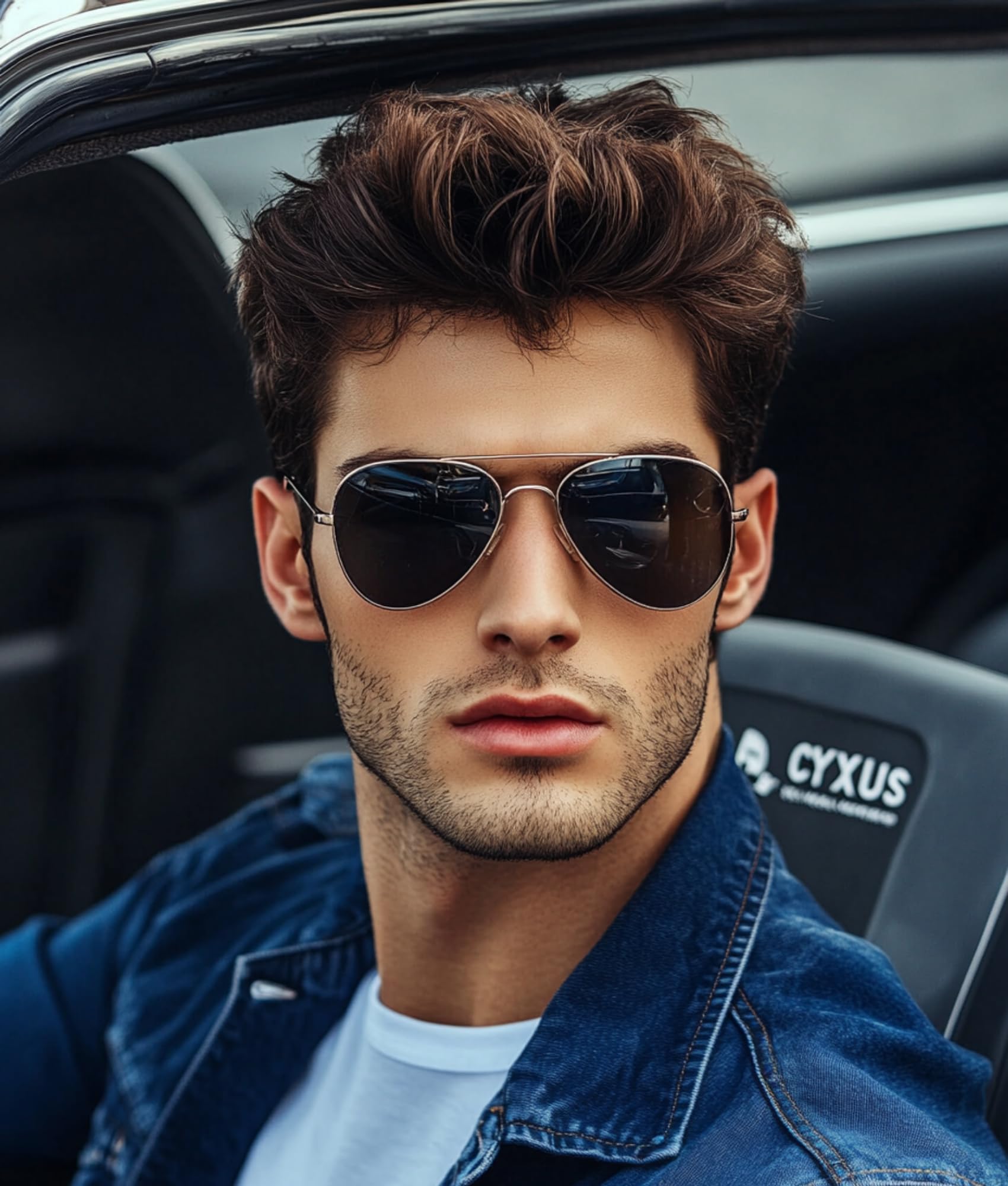 Cyxus Polarized Aviator Sunglasses for Men - UV400 Protection, Military Pilot Style, Trendy Driving & Hiking Sunglasses - Perfect for Outdoor Adventures, Travel, and Everyday Fashion