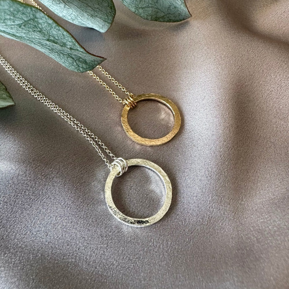 Full Moon Textured Circle Necklace for Women - Boho Moon Pendant Jewelry - Perfect for Layering, Everyday Wear & Gift Giving