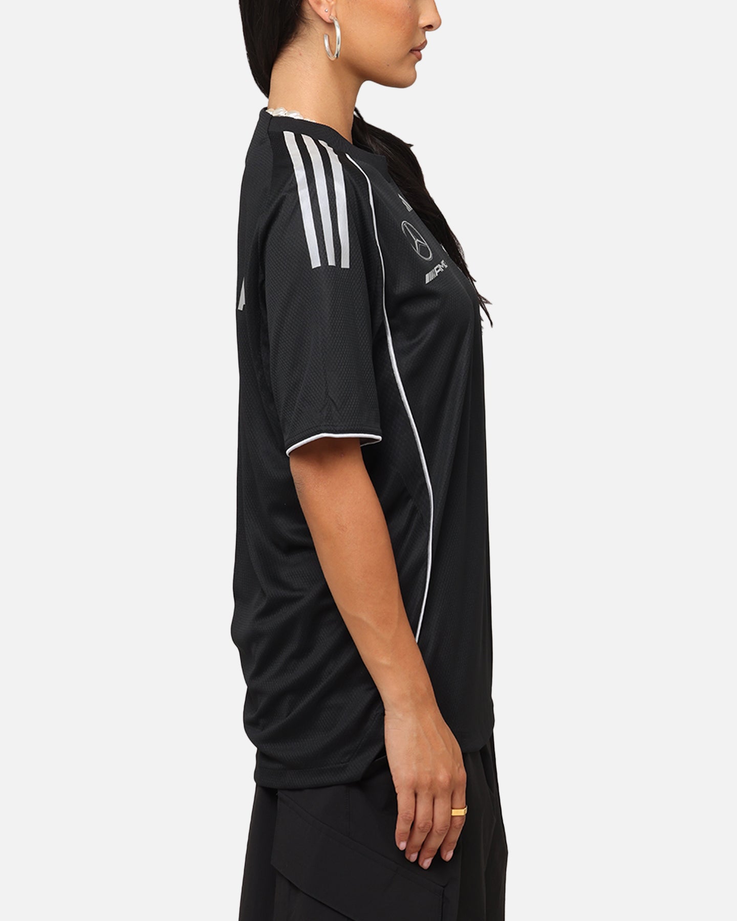 Adidas x Mercedes AMG PETRONAS F1 Team DNA T-Shirt for Men - Black & Silver Racing Tee - Perfect for Formula 1 Fans, Motorsport Events & Casual Wear