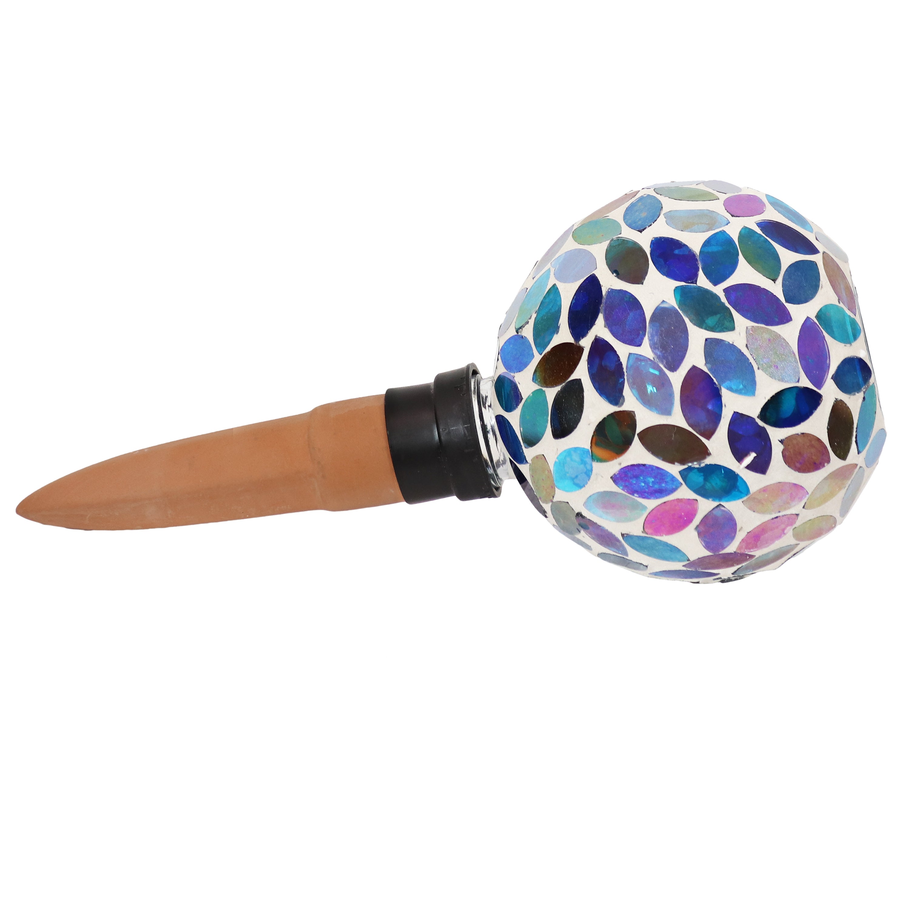 Sunnydaze Decorative Mosaic Glass Plant Watering Globe with Clay Spike - Self-Watering System for Indoor & Outdoor Potted Plants, Flowers, Herbs - Perfect for Vacation Care & Home Garden Decor