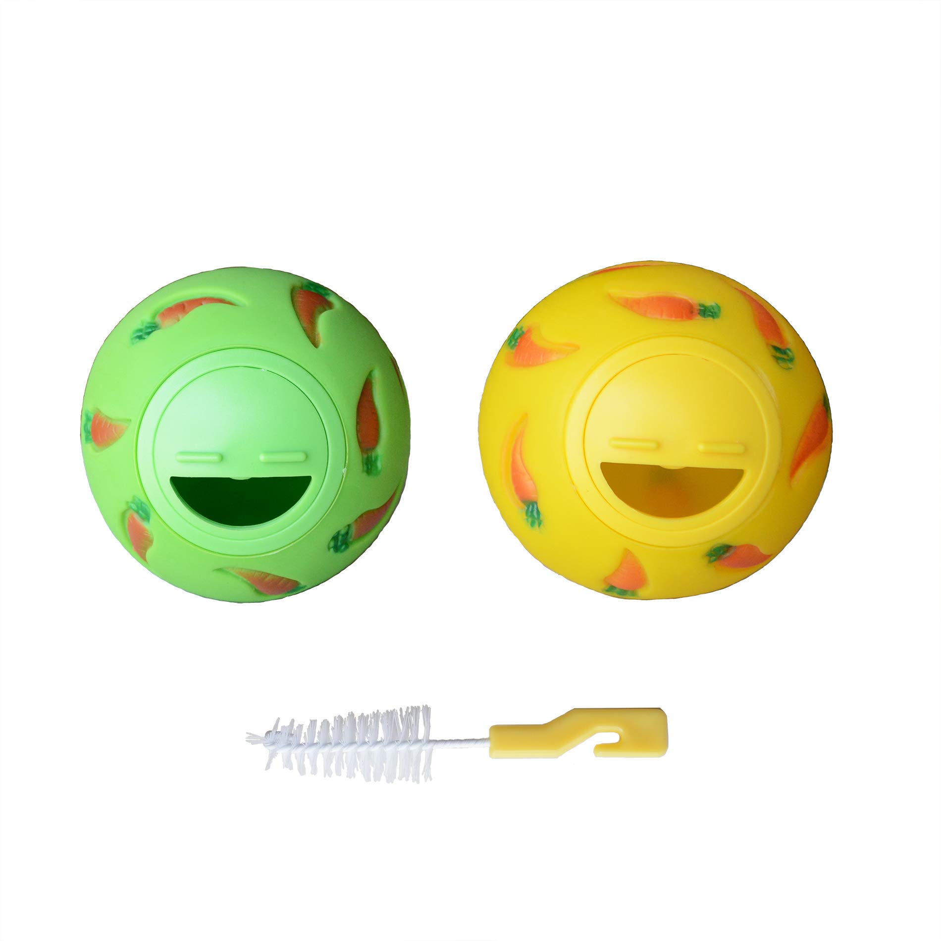 2-in-1 Treat Ball with Brush - Interactive Snack Dispenser Toy for Rabbits, Small Pets & Rats - Promotes Dental Health & Foraging Fun - Perfect for Boredom Relief & Mental Stimulation (Great for Cages, Playtime & Training)