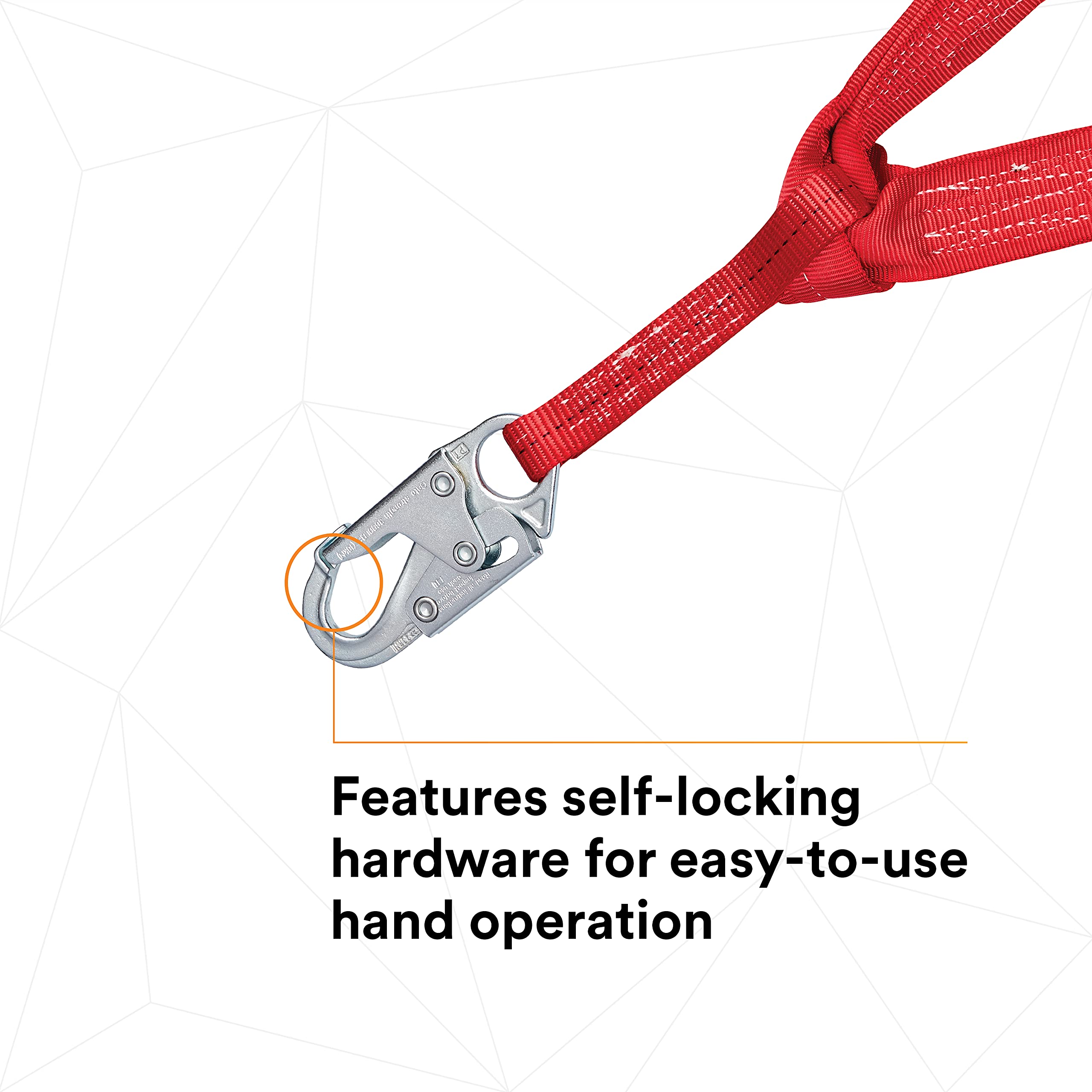 3M Protecta PRO 1340161 6-Foot Elastic Shock Absorbing Safety Lanyard with Snap Hook & Steel Rebar Hooks - 310 lb Capacity, Red - Ideal for Construction, Roofing & Fall Protection Work