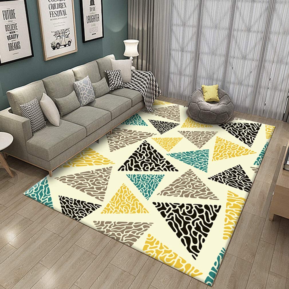 Soft Geometric Area Rugs for Living Room & Bedroom - 6'x6' Square Fleece Anti-Slip Carpet for Kids Crawling, Nursery, Indoor & Outdoor Use - Modern Home Decor Mats & Runners for Cozy Spaces