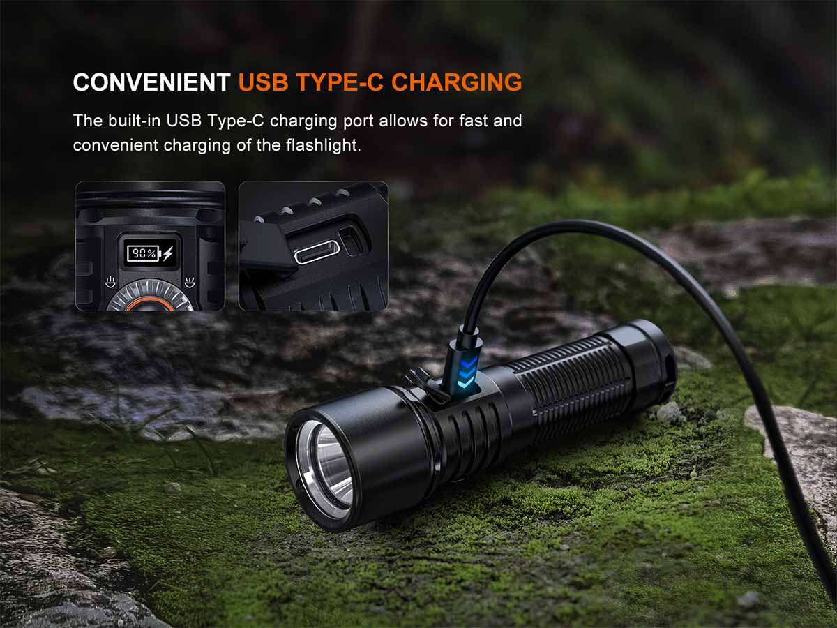 Fenix LD45R Rechargeable Flashlight - 3000 Lumens, Adjustable Beam, IP68 Waterproof - Perfect for Camping, Hiking, and Emergency Use