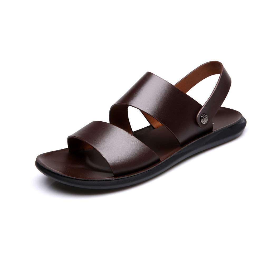 **Men's Genuine Leather Beach Sandals - Comfortable Summer Casual Shoes for Walking & Travel - Size 7 (Perfect for Beach, Pool, and Vacation Outfits)**