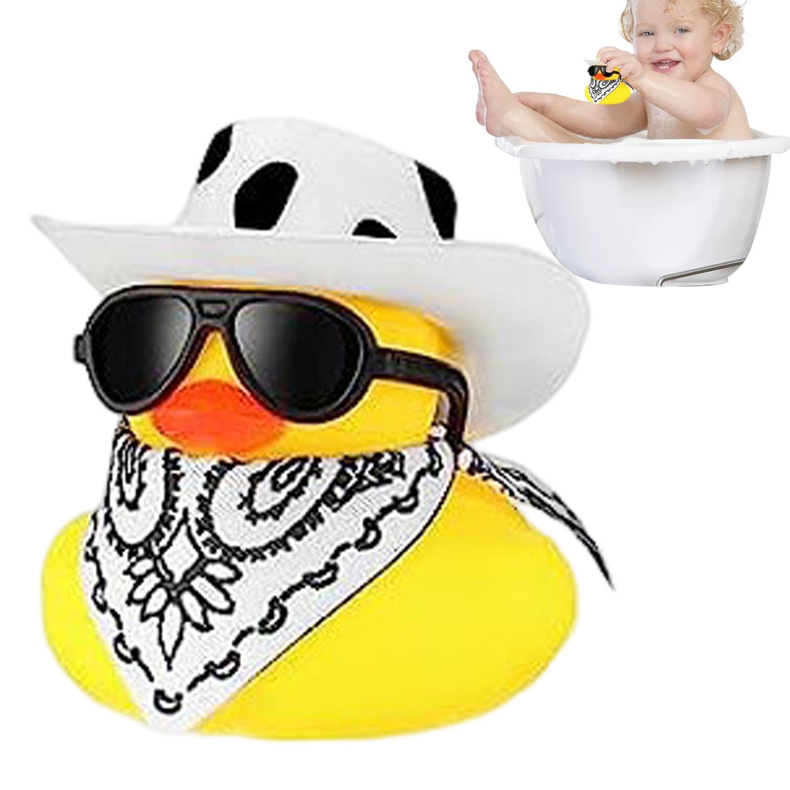 Funny Cowboy Rubber Duck - Bath Toy & Car Dashboard Decor for Kids, Babies | Party Favors, Birthday Goody Bag Fillers, Shower Accessories | Perfect for Bath Time, Travel & Home Decor