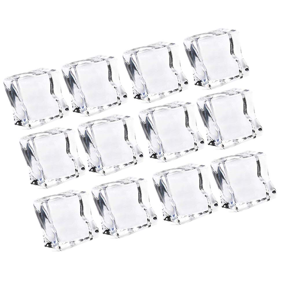 HEALLILY 48pcs Acrylic Fake Ice Cubes - 30mm Realistic Decorative Ice Rocks for Wedding Centerpieces, Party Decor, Vase Fillers & Table Scatter - Perfect for Cocktail Bars, Photo Props, and Themed Events