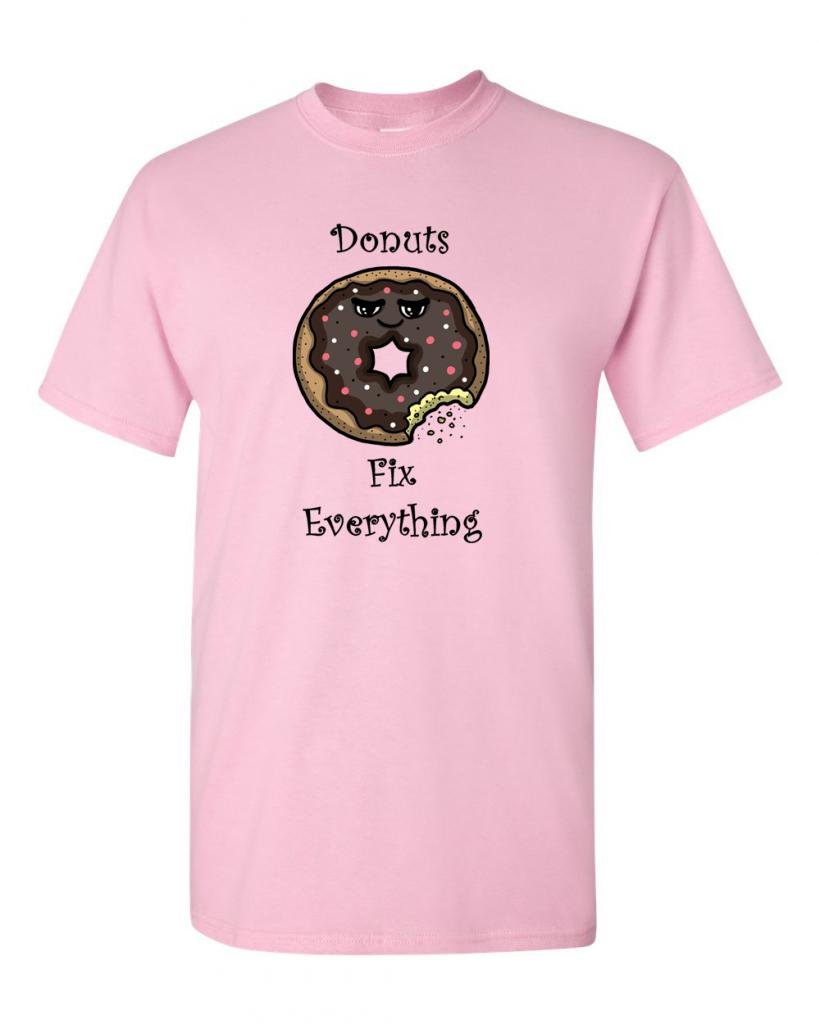 Donuts Fix Everything Funny Adult T-Shirt - Soft Cotton Graphic Tee for Casual Wear, Gifts & Donut Lovers