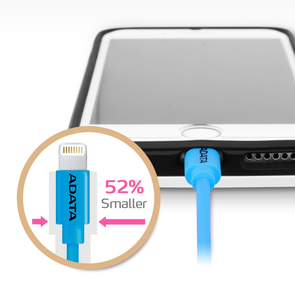 ADATA MFi Certified Lightning Cable for iPhone, iPad - 3.3ft Fast Charging & Sync Cable (Blue) - Durable & Tangle-Free for Home, Office, Travel & Car Charging