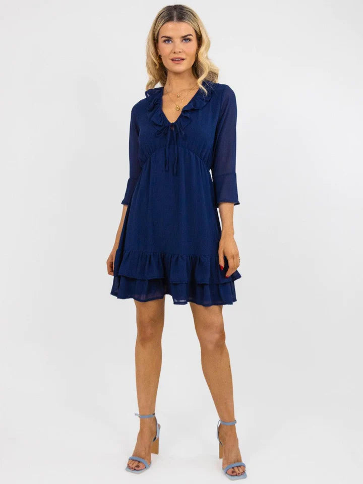 BARDOT Mini Dress Navy Blue - Elegant Sleeveless Bodycon Dress for Women | Perfect for Parties, Dates, and Night Out